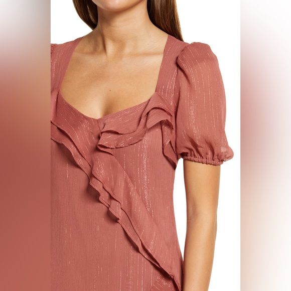 Charles Henry Ruffle Midi Dress in Mauve - XS - Picture 5 of 10